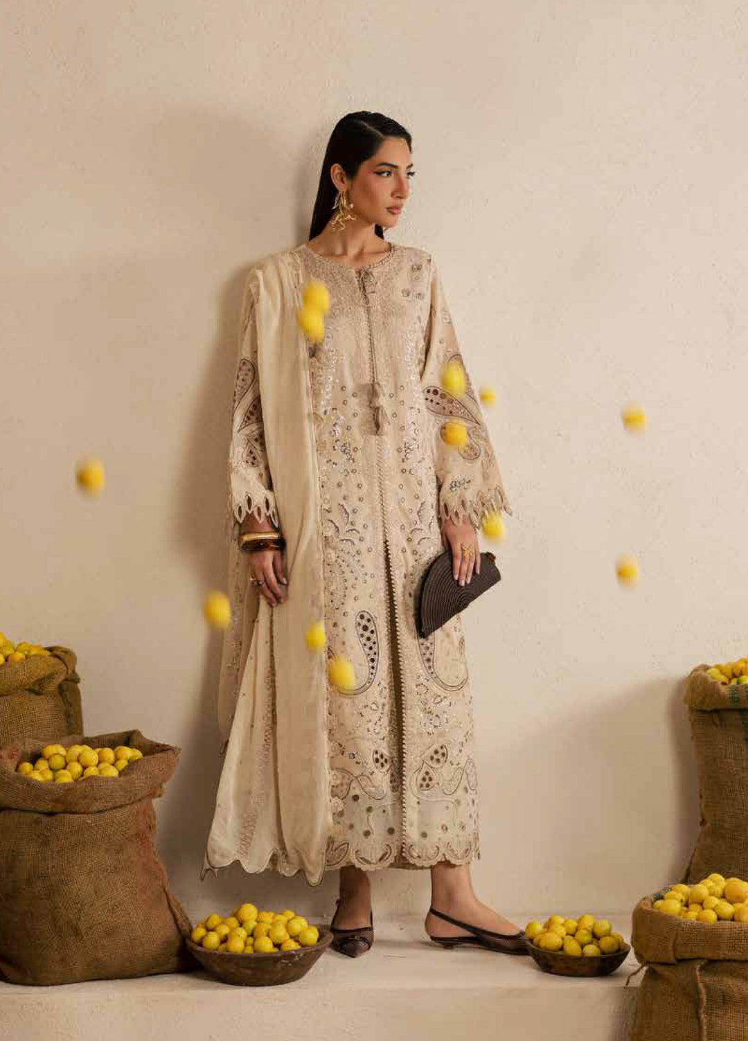 Nureh Exclusive Unstitched Lawn Karandi Embroidered 3 Piece Suit NU26UE NE-218 - Spring Collection