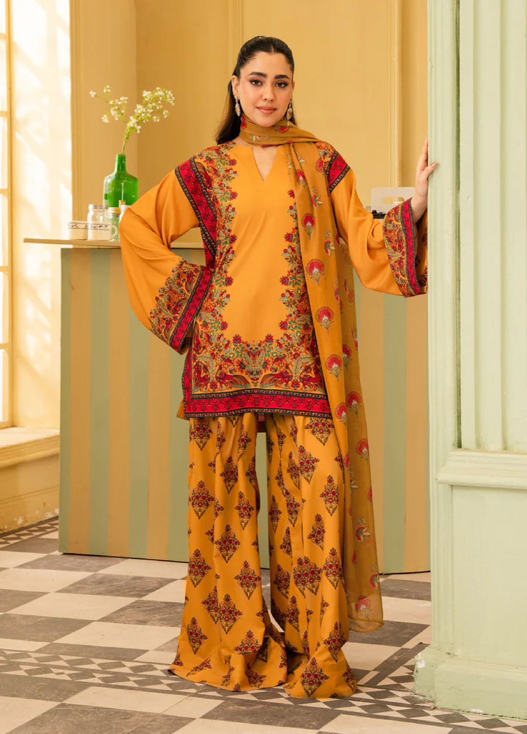Retro by Maria Osama Khan RTW Printed Grip 3 Piece Suit MOK26PR Eden - Casual Collection