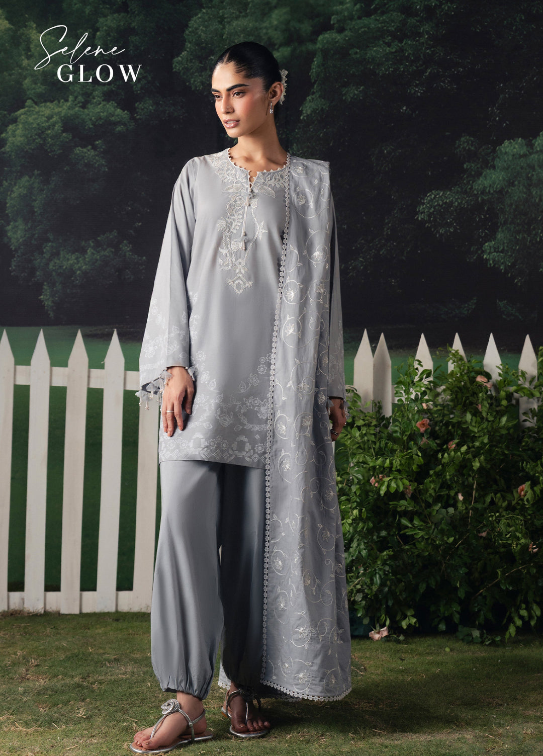 Moonsoon Edit by Cross Stitch Unstitched Printed Cambric 3 Piece Suit CS26UCM Selene Glow - Casual Collection