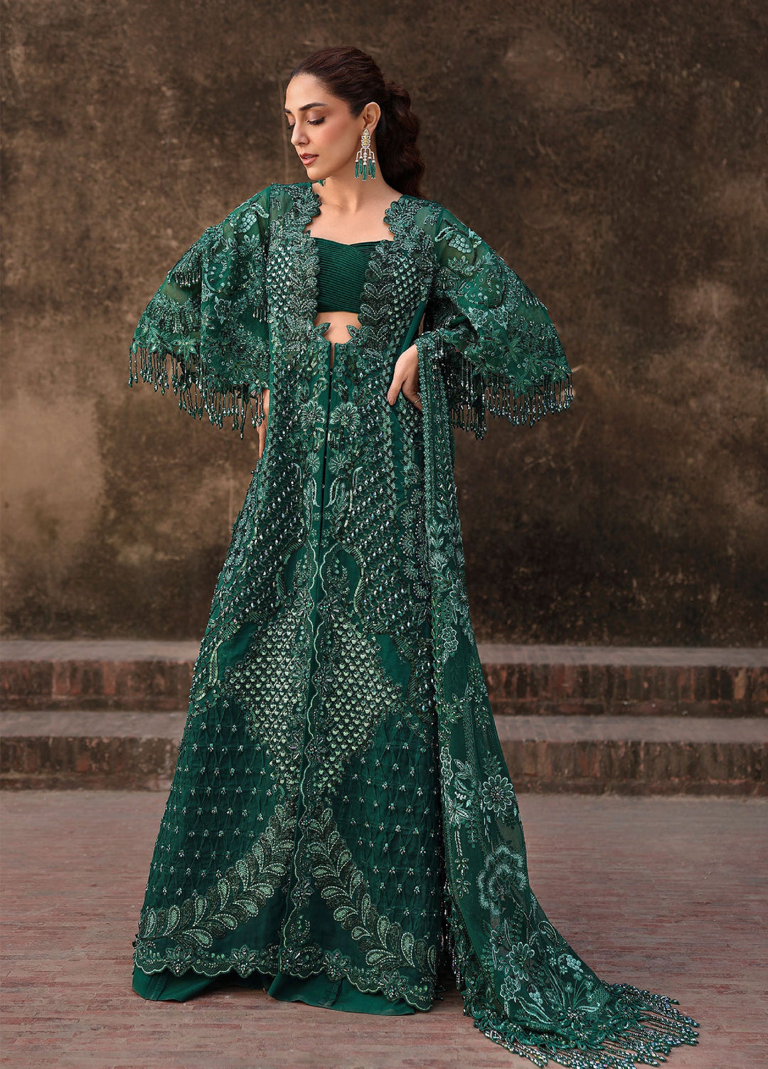Crimson Unstitched Embroidered Organza 3 Piece Suit CR26UW D-3 Zamard Emerald - Festive Collection