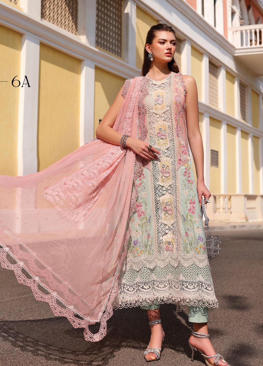 Maria B Unstitched Embroidered Luxury Lawn 3 Piece Suit MB26UEL 6A - Eid Collection