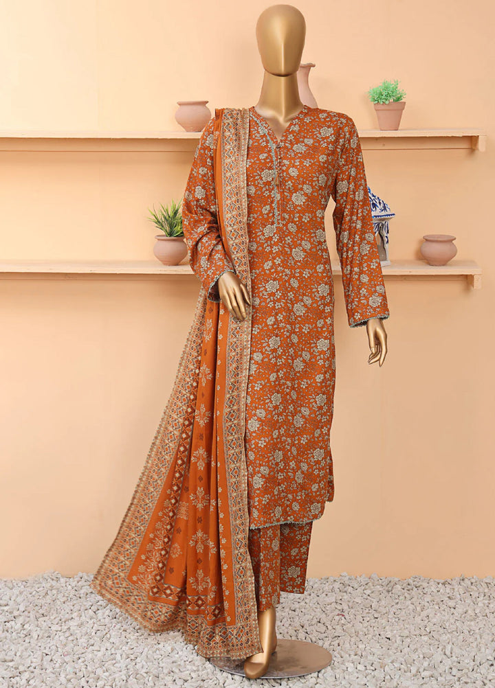 Wintry by Hz Textiles Printed Linen Suits Unstitched 3 Piece LCP-202 - Winter Collection