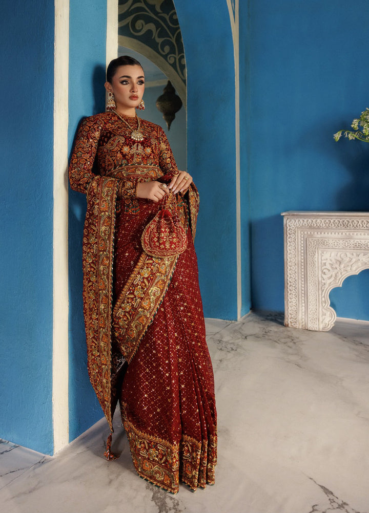 AIK Udaipur Velvet Unstitched Luxury Embroidered Saree AIK25 D-09 - Formals Collection