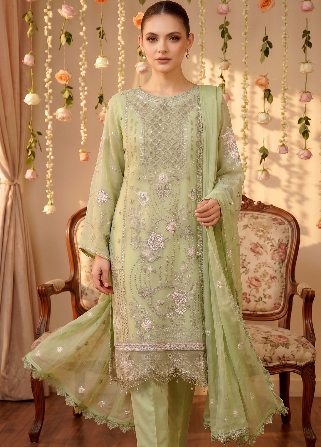Anaya Noor by Zebtan Unstitched Embroidered Chiffon 3 Piece Suit ZB26UAC AN 01 - Festive Collection