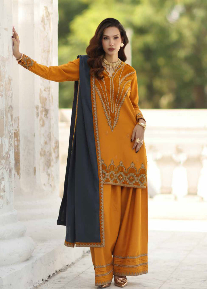 Charizma Signature Unstitched Embroidered Peach Leather 3 Piece CRZ25SP CSW5-08 - Winter Collection