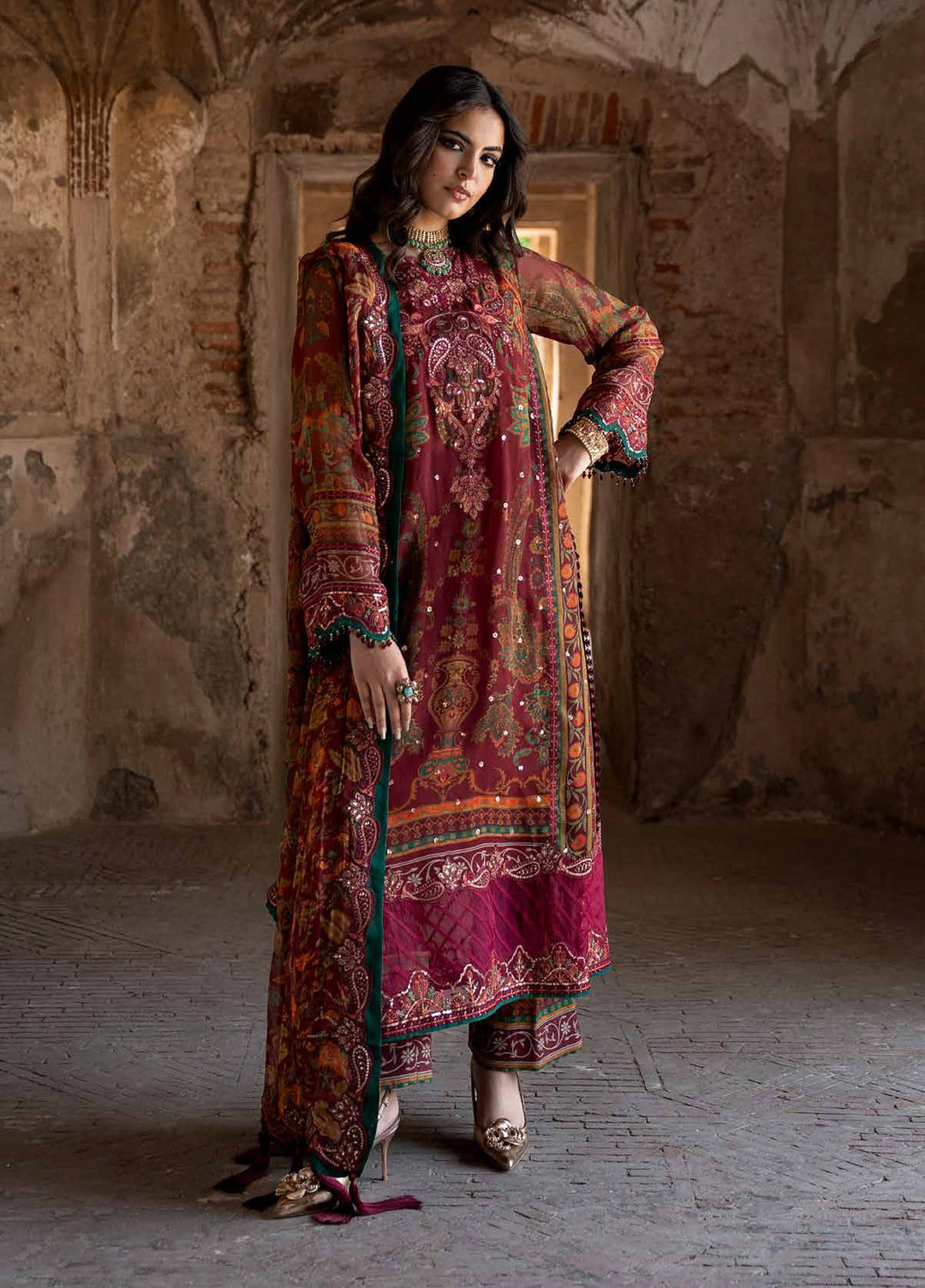 Vasal by Charizma Unstitched Embroidered Chiffon 4 Piece Suit CHR26UVC VSLW6-04 - Festive Collection