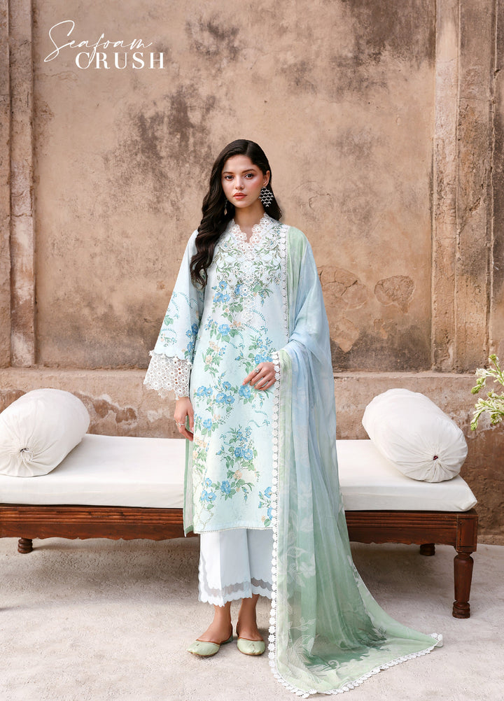 Cross Stitch Unstitched Embroidered Premium Lawn 3 Piece Suit CS26UCPL D21 SEAFOAM TREASURE - Eid Collection