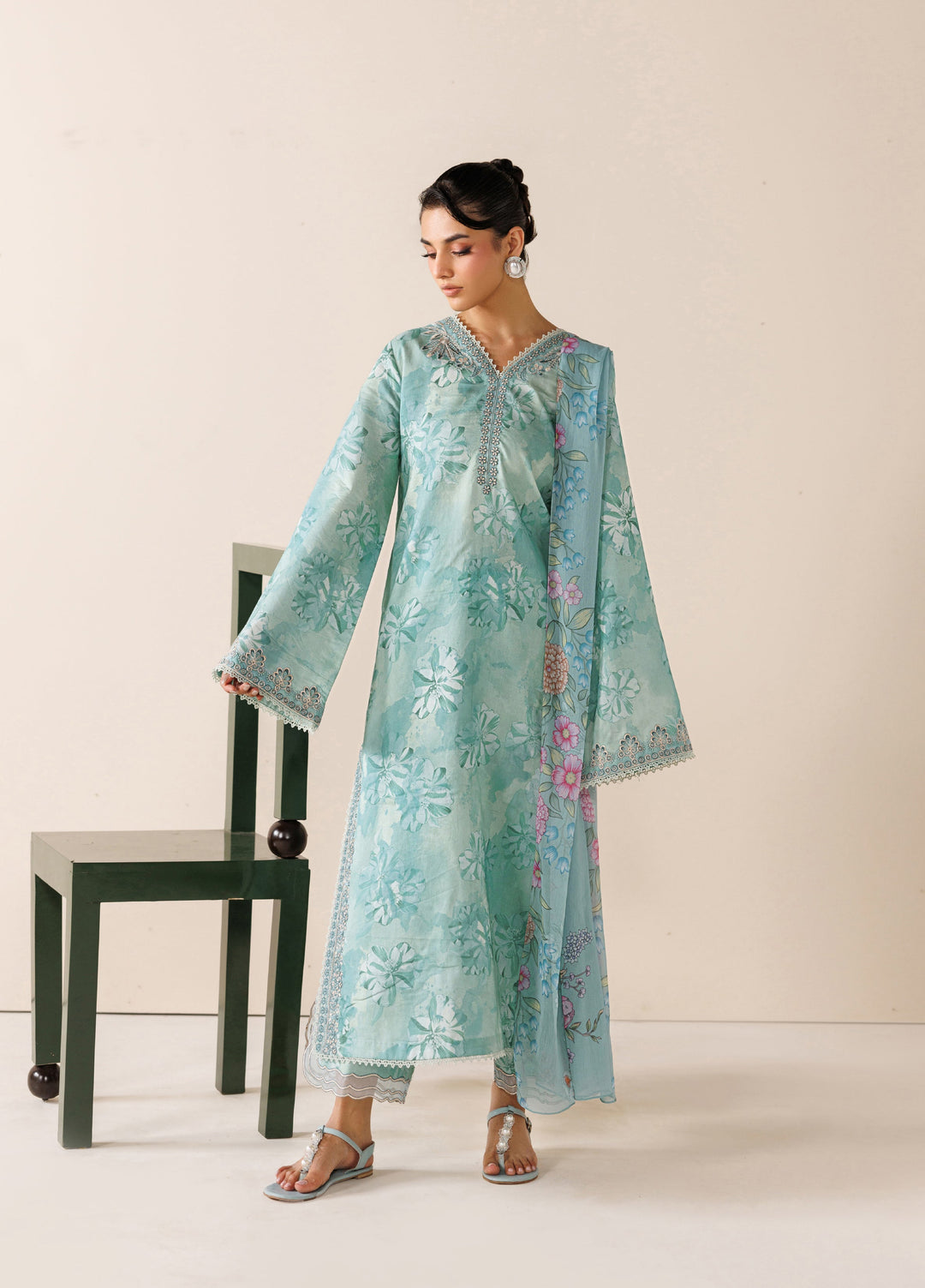 Azzal Unstitched Printed and Embroidered Lawn 3 Piece Suit AZL26UPL AZL-137 - Summer Collection
