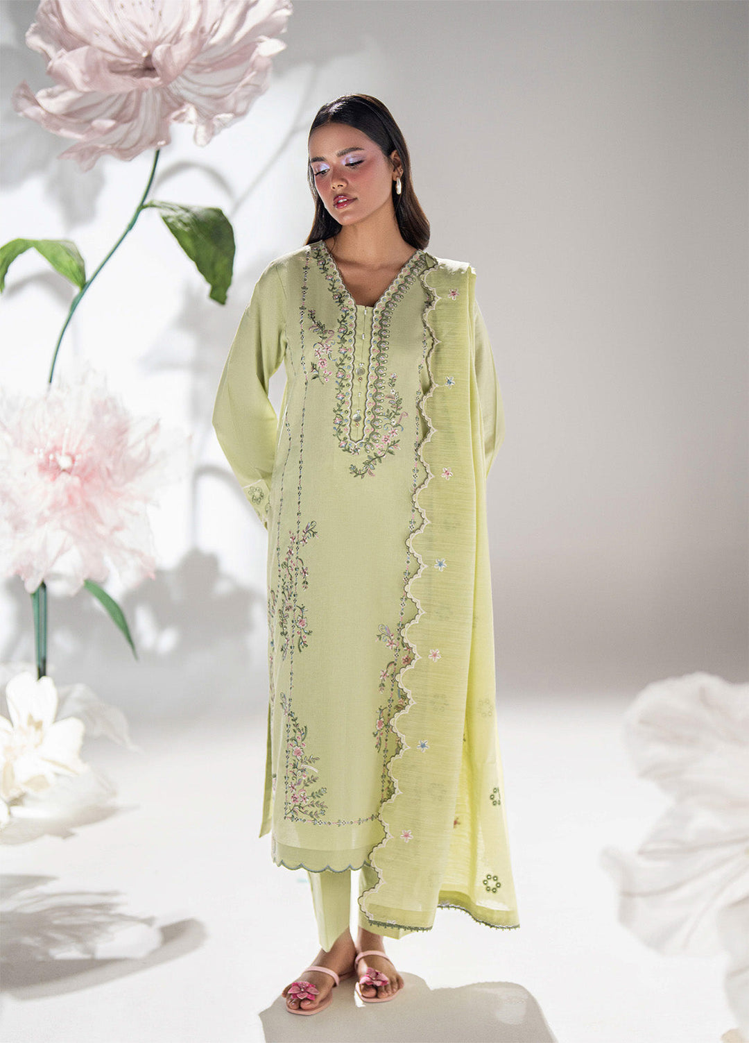Blush N Bliss by Sahane Women RTW Embroidered Lawn 3 Piece Suit Mint Blush LP63001 Casual Collection