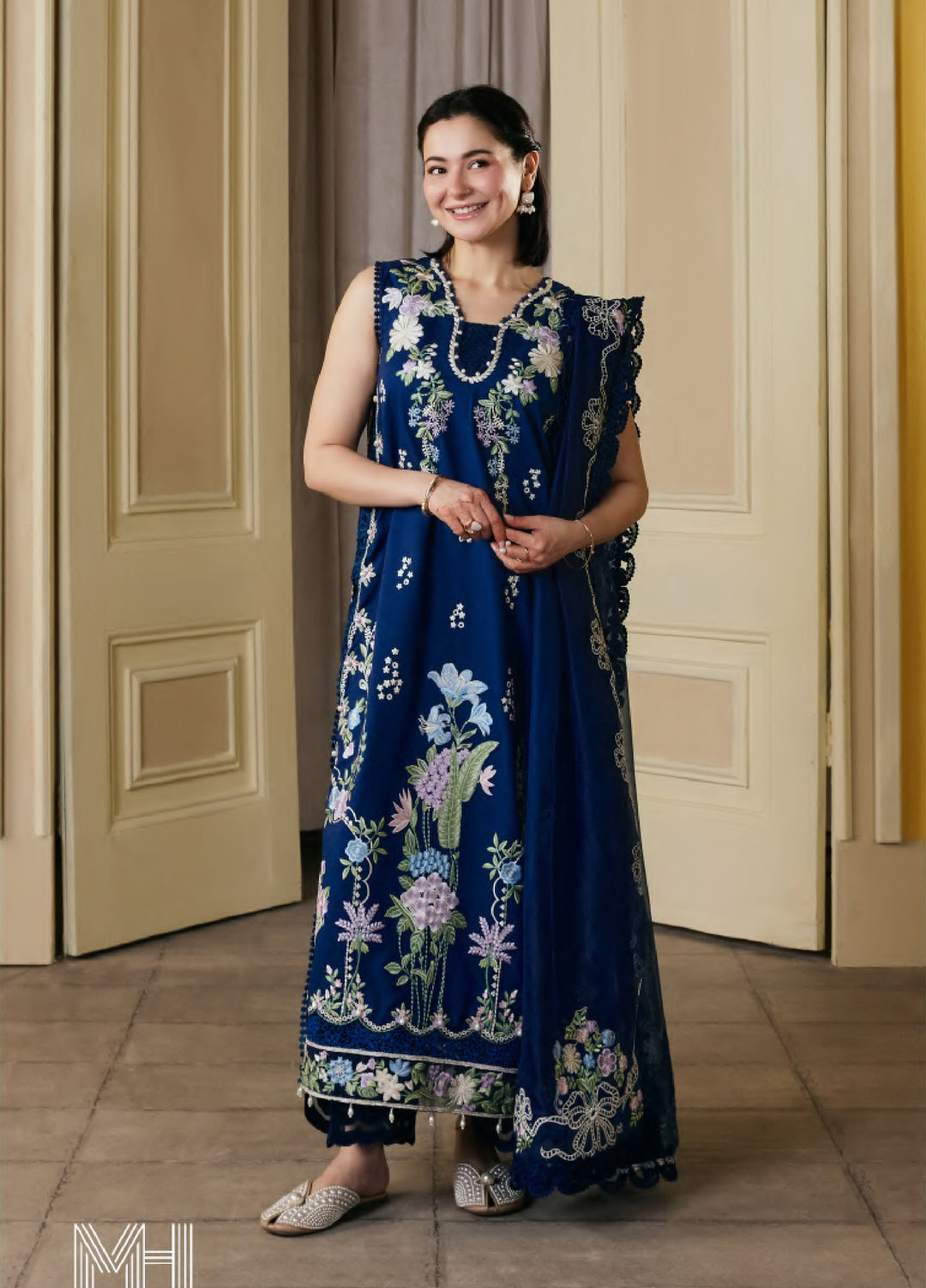 Maryam Hussain Unstitched Embroidered Lawn 3 Piece Suit MH26ULF Sanam - Festive Collection