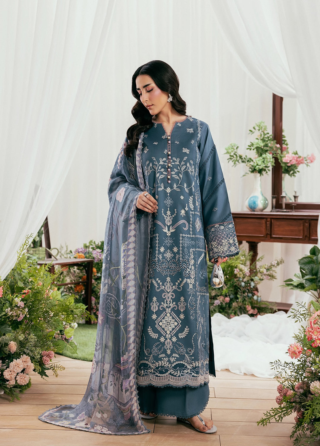 Zync by Florent Unstitched Embroidered Lawn 3 Piece Suit FL26ULZ FZ-7A - Summer Collection