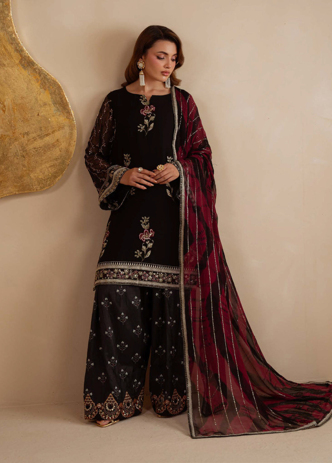 Amaya by Nureh Unstitched Luxury Chiffon Embroidered 3 Piece Suit NU26UA AM-36 - Festive Collection