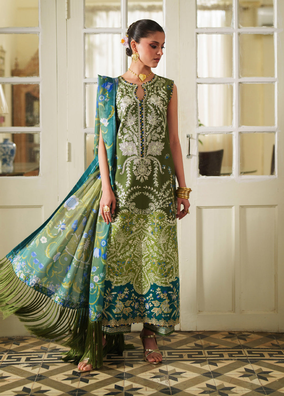 Heritage Dore by Bin Ilyas Unstitched Embroidered Lawn 3 Piece Suit BI26UHD 17-7A - Summer Collection