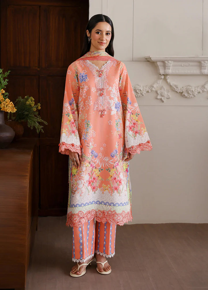 Sunlit Tales by Roheenaz Unstitched Embroidered Lawn 3 Piece Suit RN26ULS Blush tale RUNSS260710 - Lawn Collection