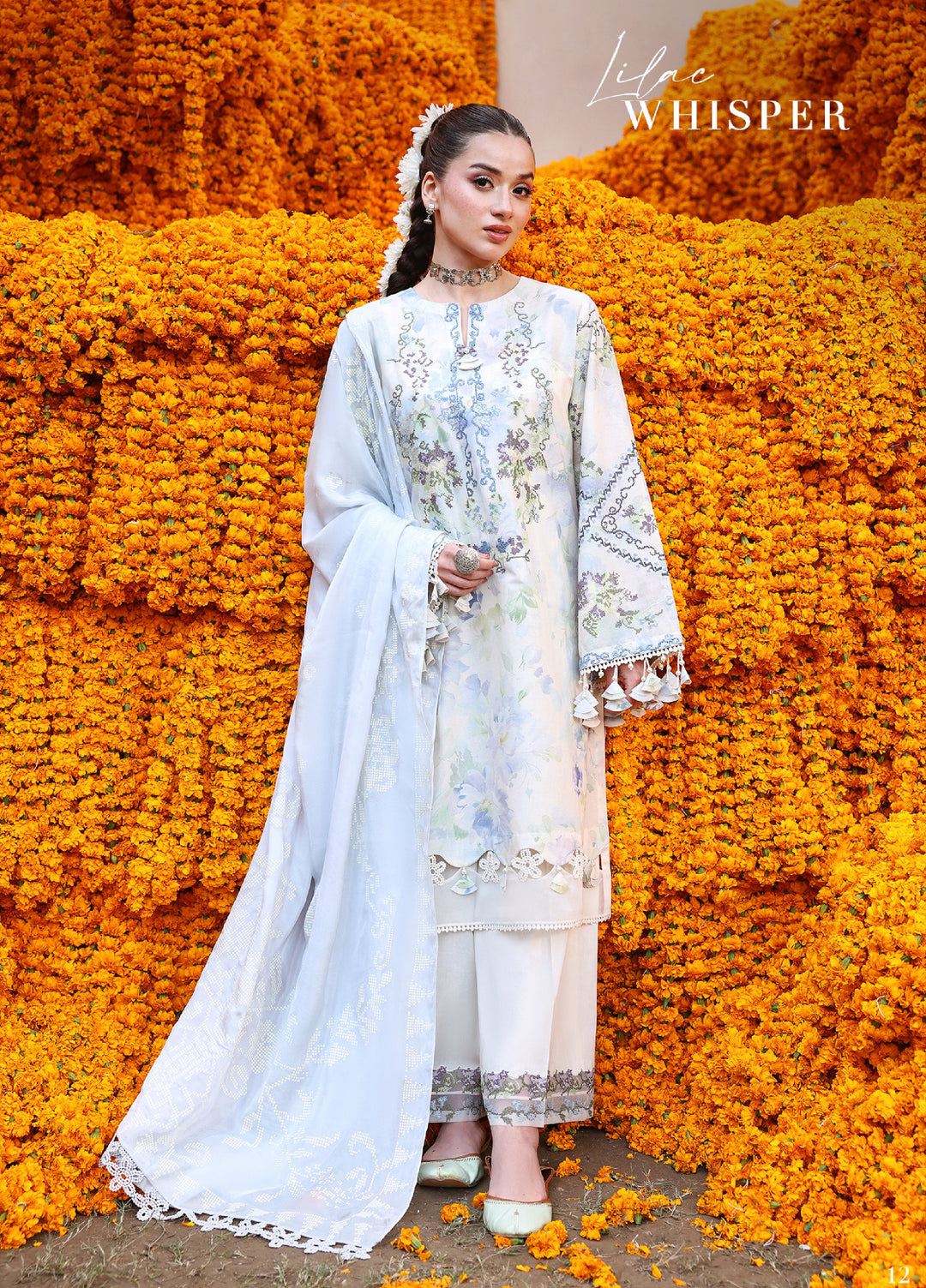 Cross Stitch Unstitched Embroidered Premium Lawn 3 Piece Suit CS26UCPL D5 LILAC WHISPER - Eid Collection