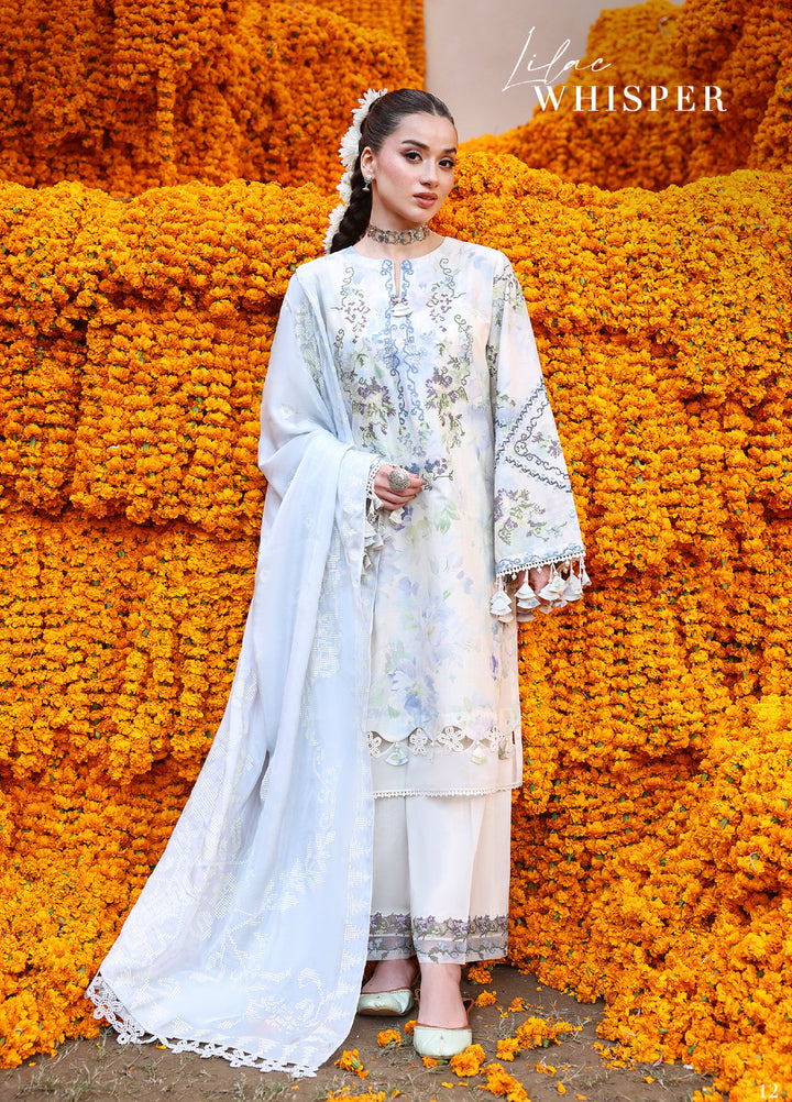 Cross Stitch Unstitched Embroidered Premium Lawn 3 Piece Suit CS26UCPL D5 LILAC WHISPER - Eid Collection