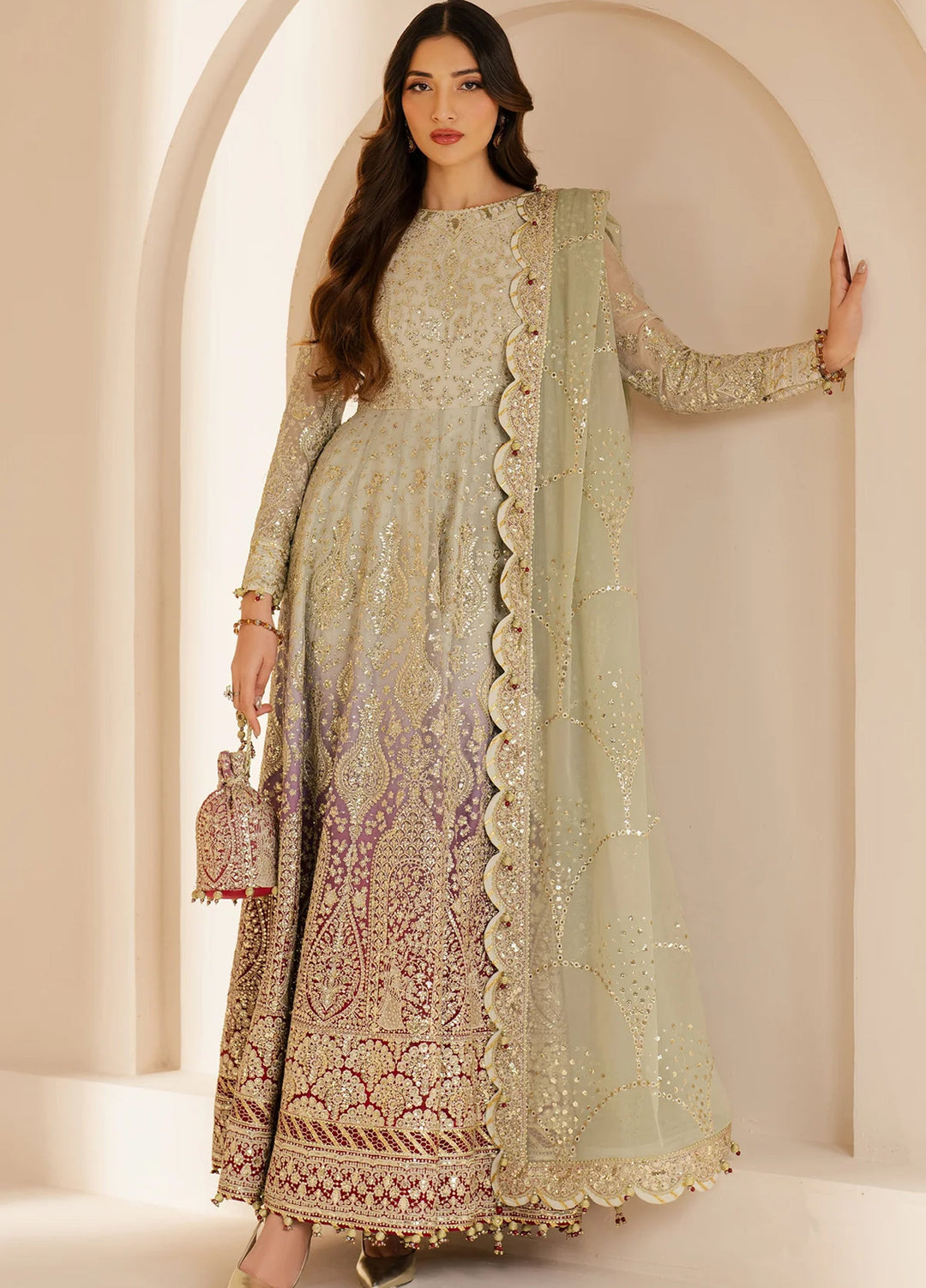 Jazmin Unstitched Chiffon Embroidered Suits 3 Piece JZ25CF JZ-WF25-01 - Festive Collection