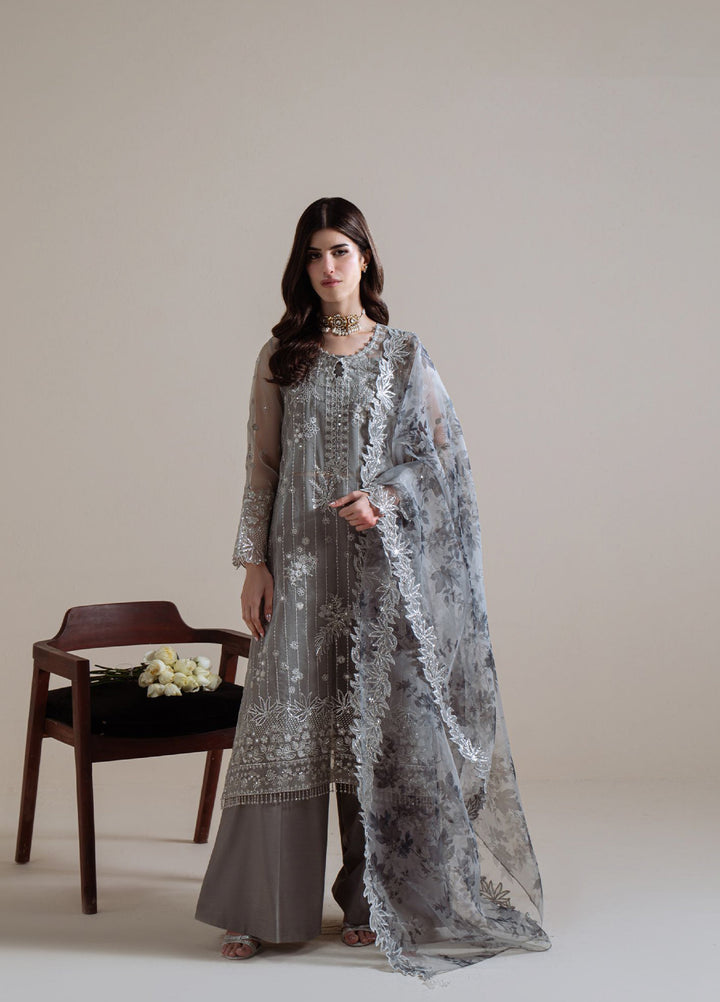 Luxe Atelier by Cross Stitch Unstitched Embroidered Organza 3 Piece Suit CS26ULA D-6  Smoky Radiance - Festive Collection