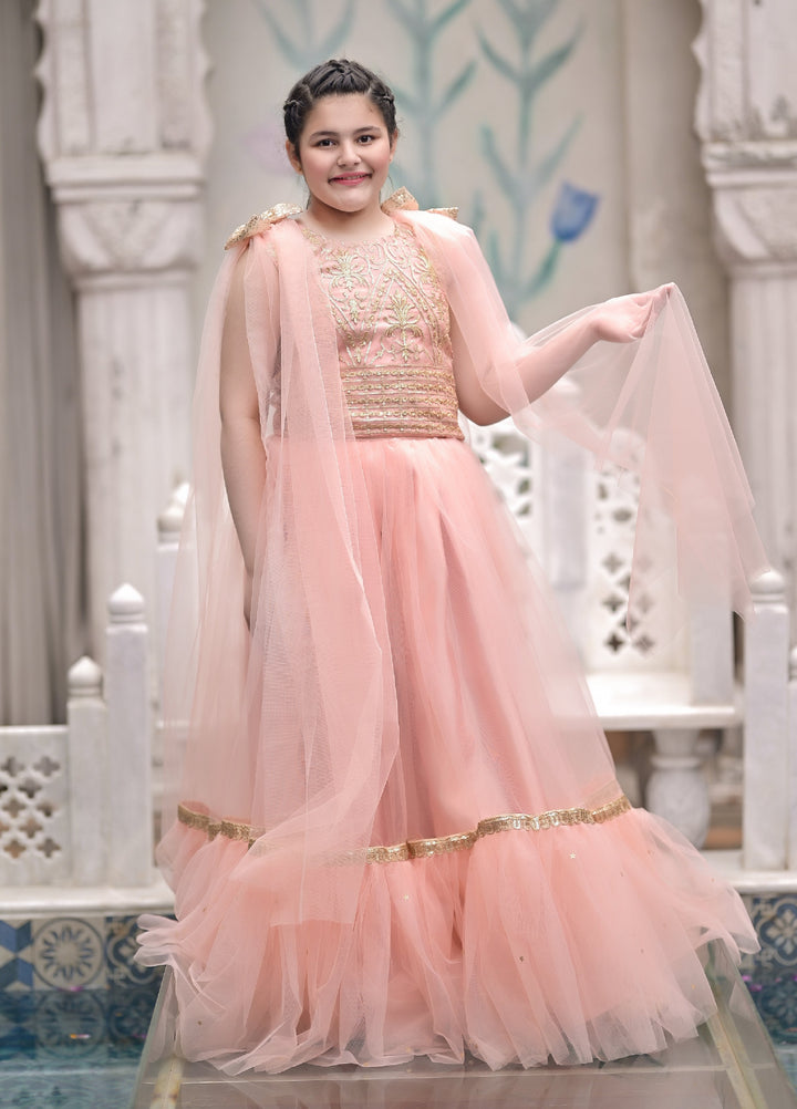 Andaz e Jahan by Qurratulain Saqib Pret kids Bareeze Net 3 Piece Embroidered Blossom Queen - Wedding Collection