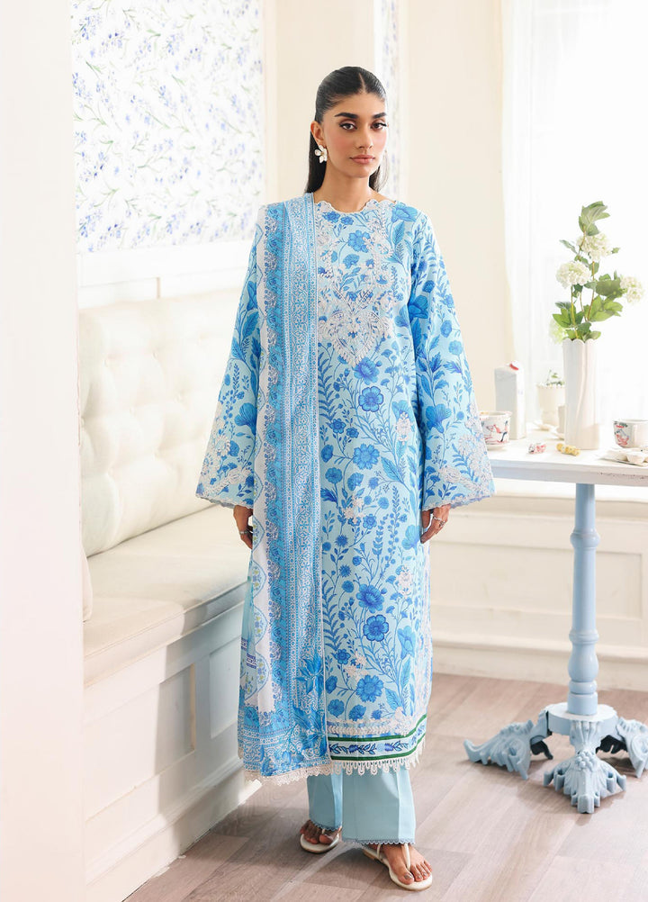 Nissa Floral Symphony by Rajbari Unstitched Lawn Embroidered 3 Piece Suit RB26UNF D-07 - Summer Collection