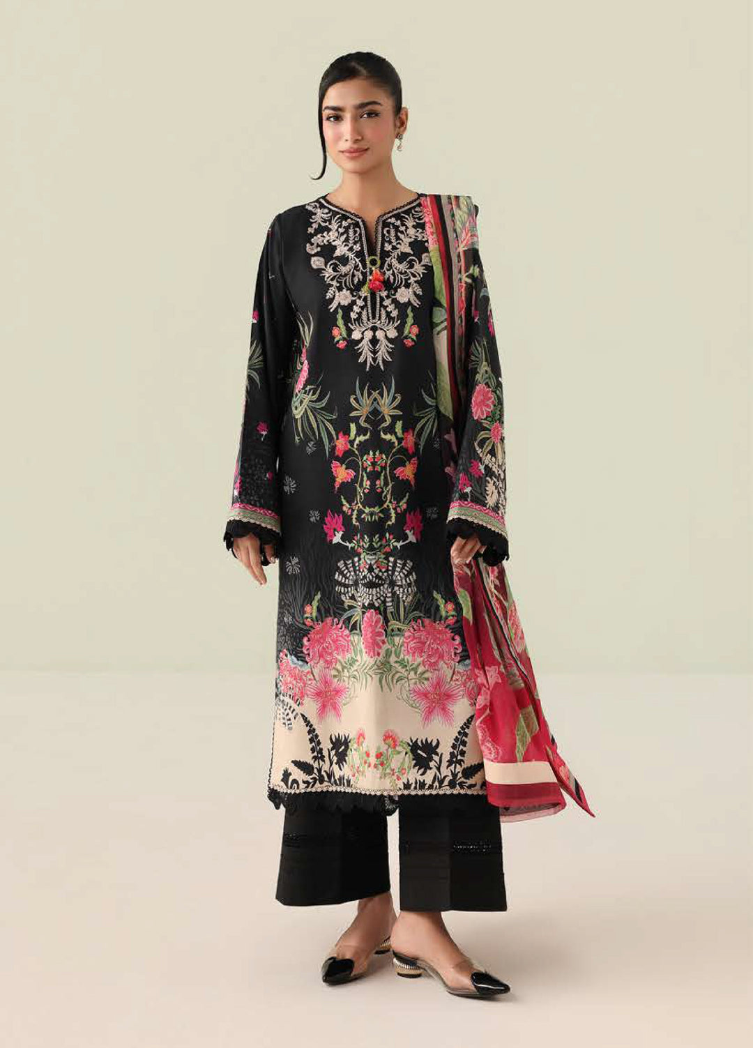 Rosette by Roheenaz Unstitched Lawn Embroidered 3 Piece Suit RNZ26UR Radiant Noon-1A - Summer Collection
