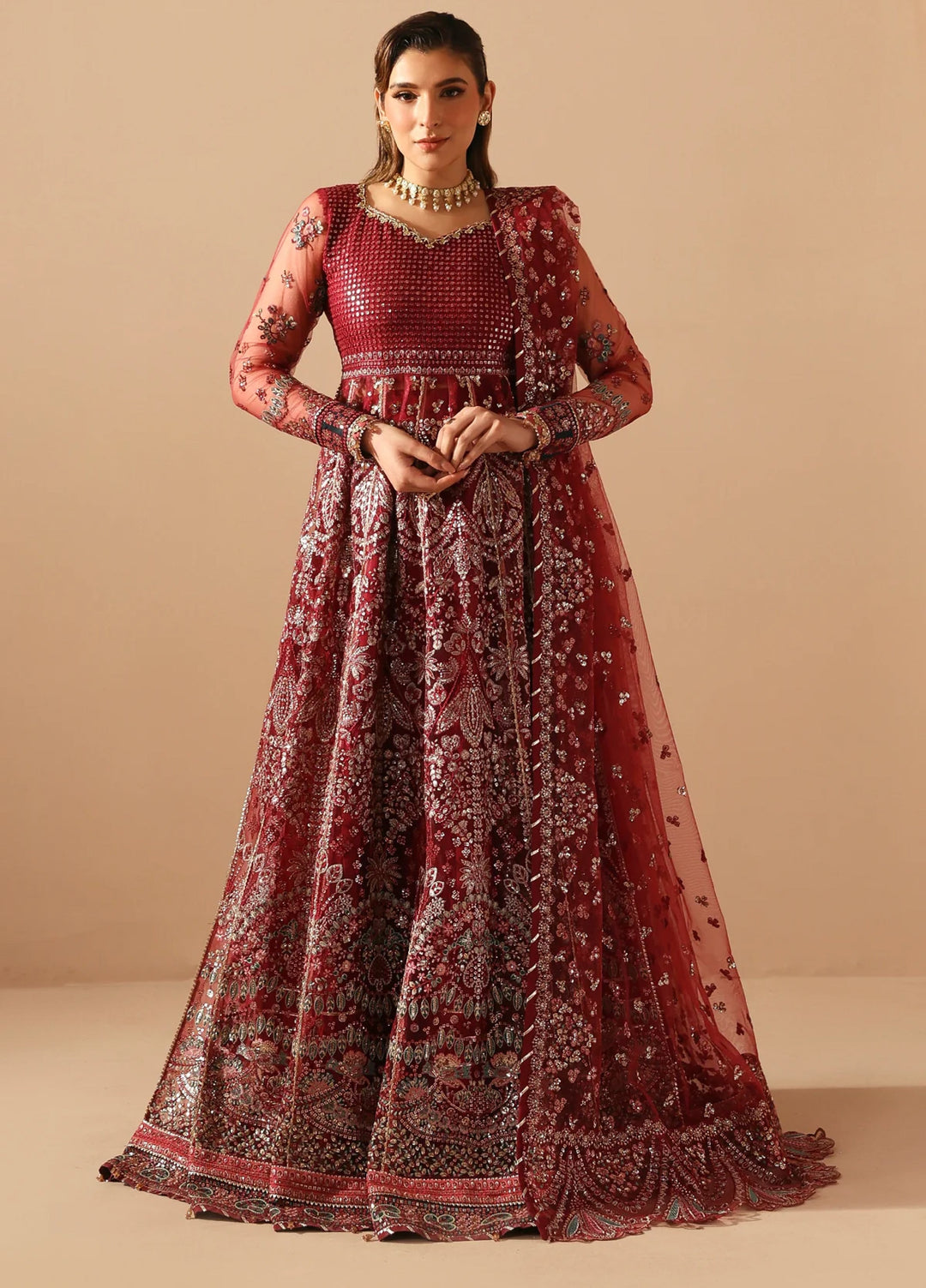 Xenia Formals Unstitched Embroidered Net 3 Piece Suit XF26UF D-8 DUREZA - Festive Collection
