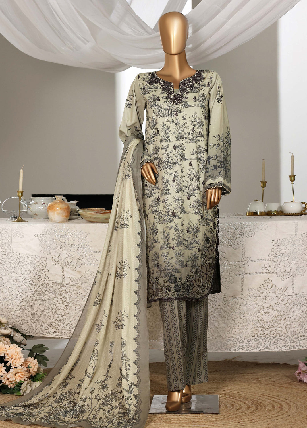 Guldozi by HZ Textiles RTW Embroidered Lawn 3 Piece Suit CPE-3P-027 - Summer Collection