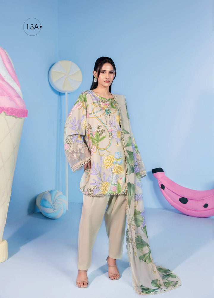 M Basics by Maria B Unstitched Embroidered Lawn 3 Piece Suit MB26UMB MB-CUSV13-13A - Summer Collection