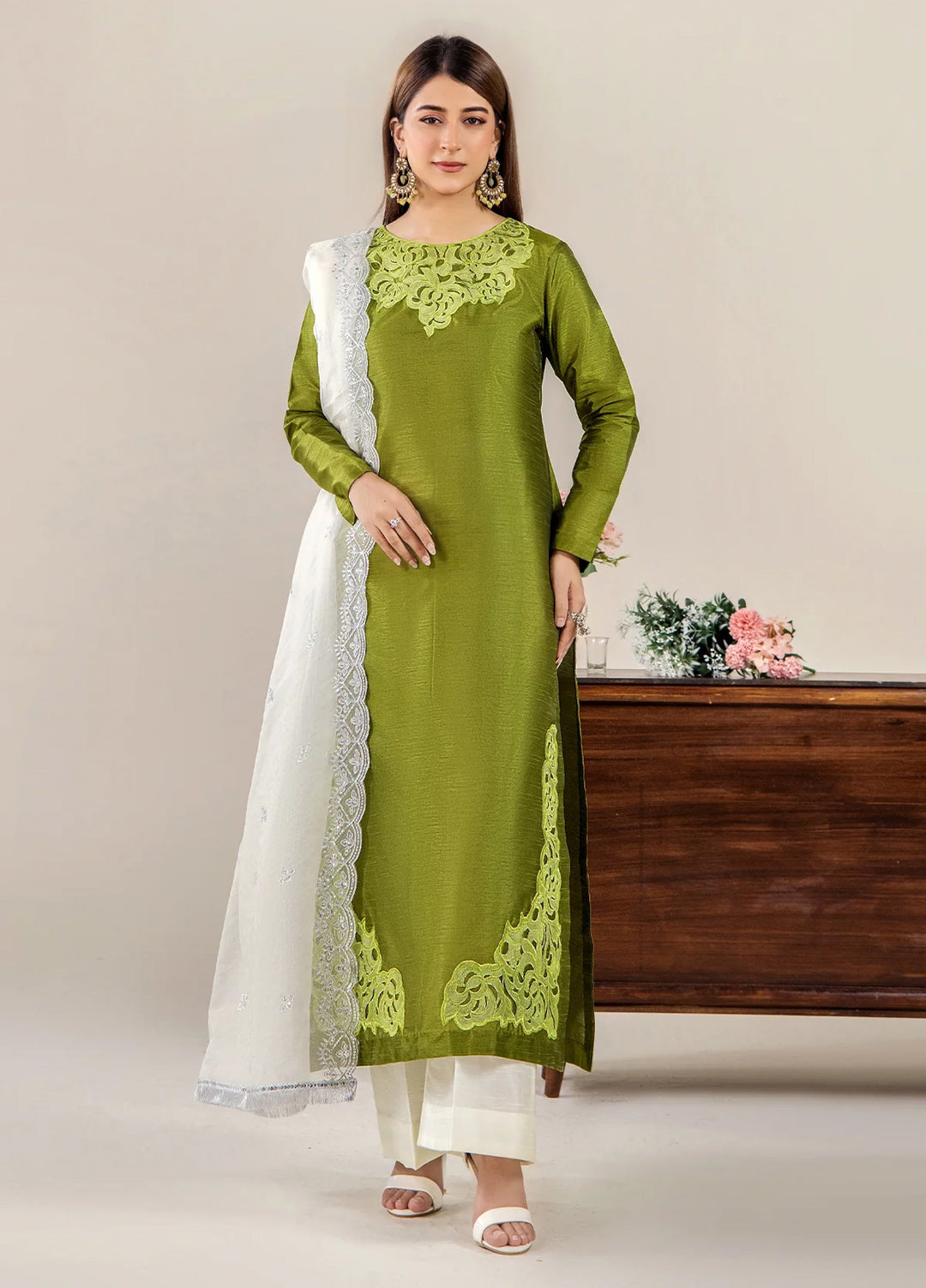 The Florea Edit by Alyra RTW Embossed Indian Raw Silk 3 Piece Suit ELARA-RTW1002 - Festive Collection