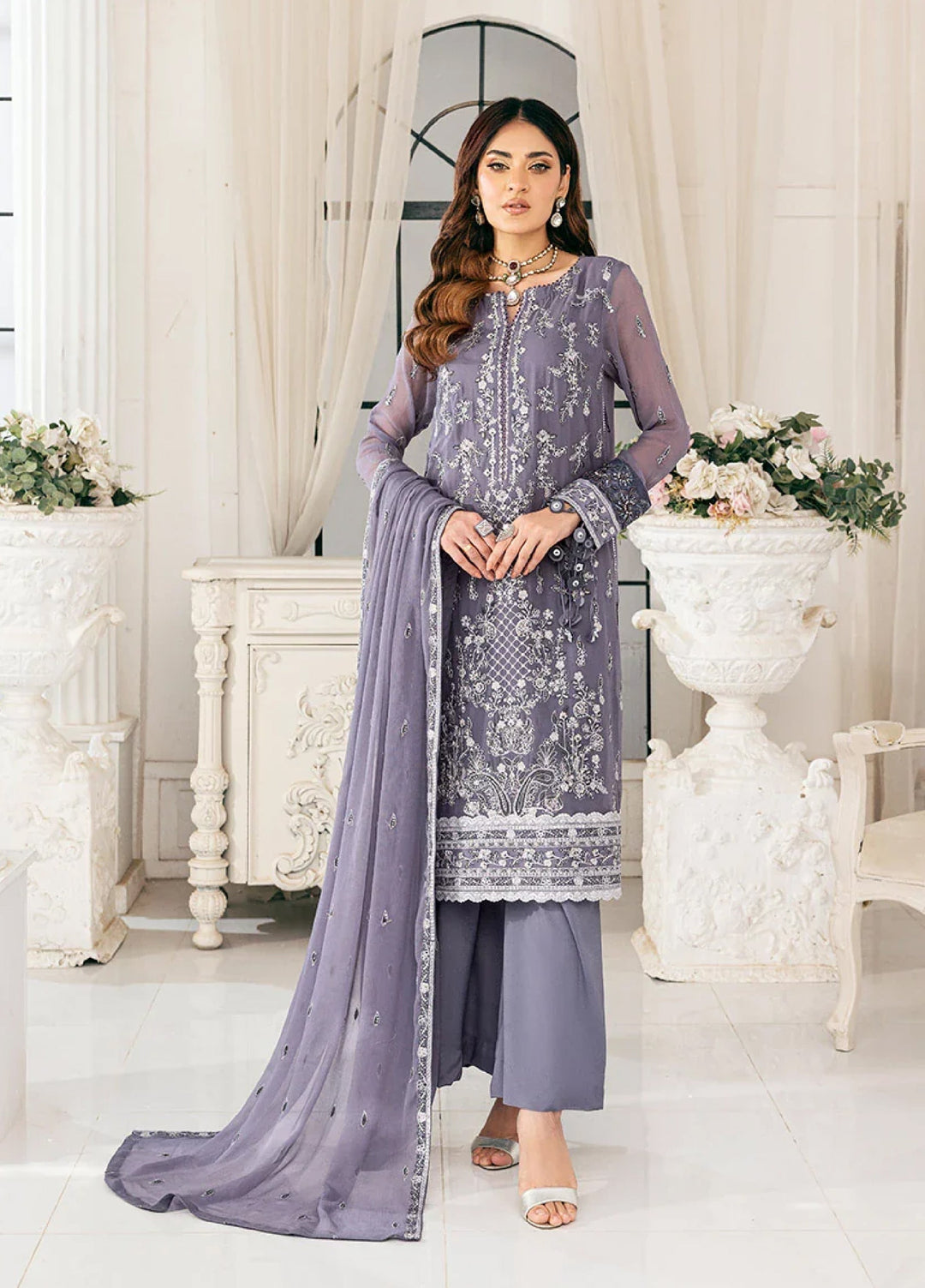 Signature by Salitex Embroidered Chiffon Suits Unstitched 3 Piece SUNS7CH047UT - Summer Collection