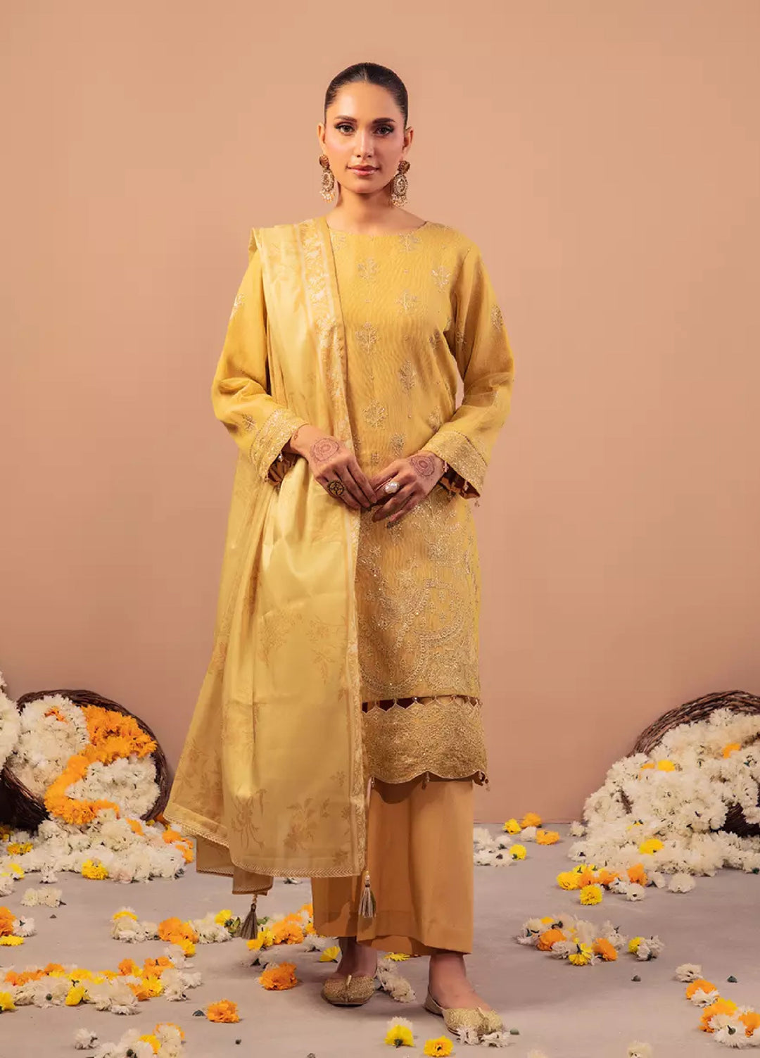 3Pc Unstitched Festive Embroidered Suit (No060)