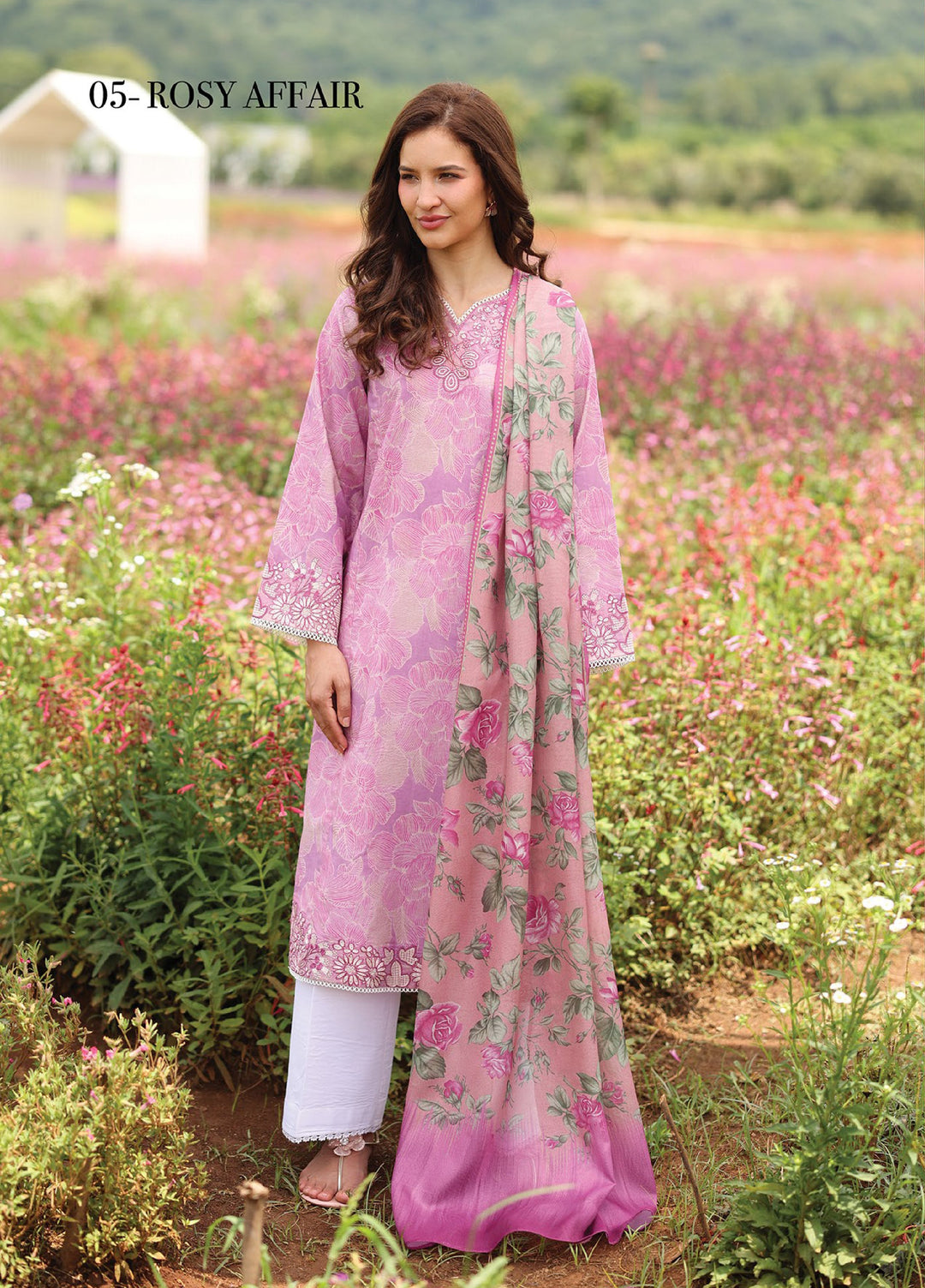 Xenia Formals Unstitched Embroidered Lawn 3 Piece Suit XE26ULS D-05 Rosy Affair - Summer Collection