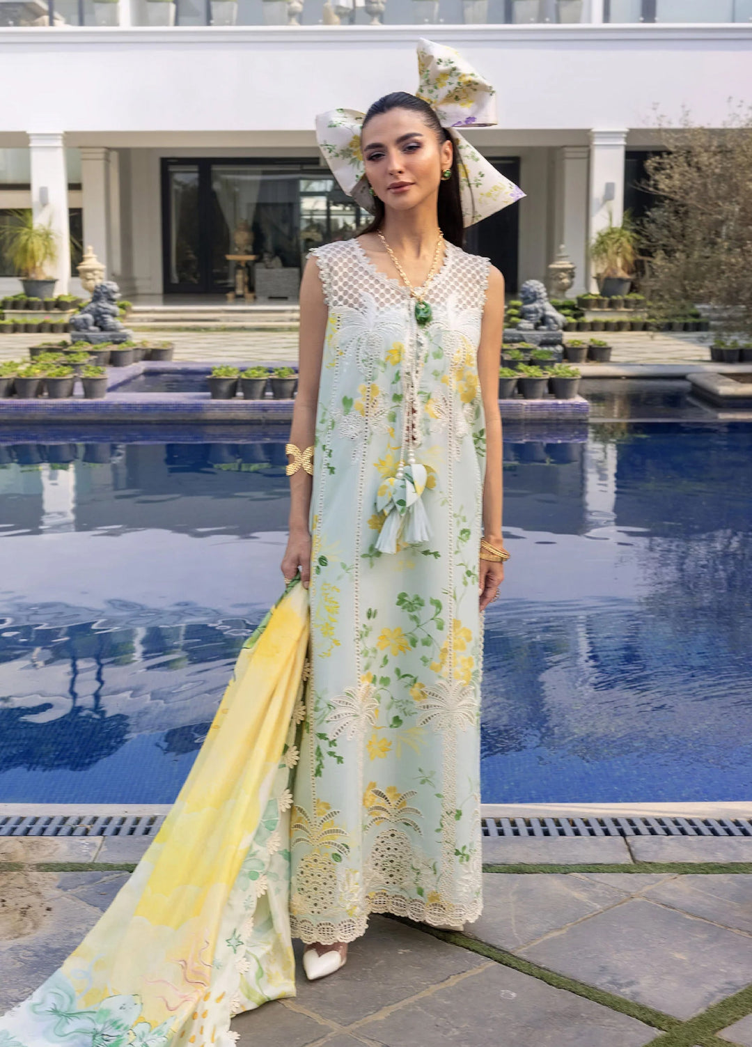 Flow by Crimson Unstitched Embroidered Lawn 3 Piece Suit CR26UFL D4 B-Mint - Festive Collection