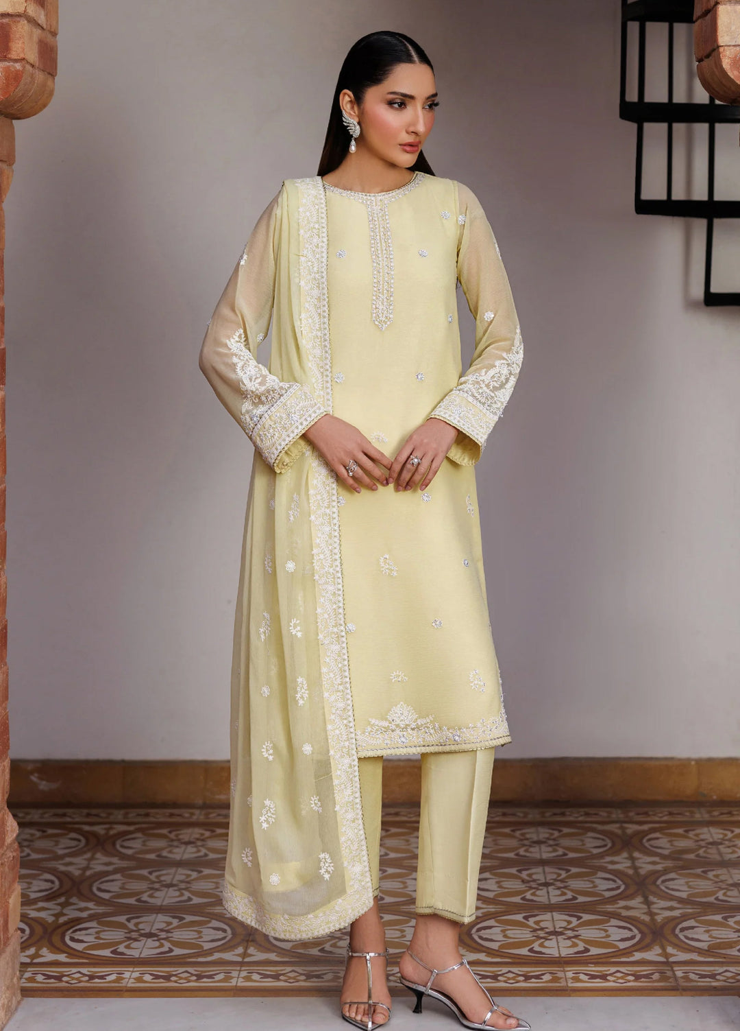 Nourah by Zarif Unstitched Embroidered Chiffon 3 Piece Suit ZR26UCN Nourah ZF/ZQH/ZARD 07 - Festive Collection