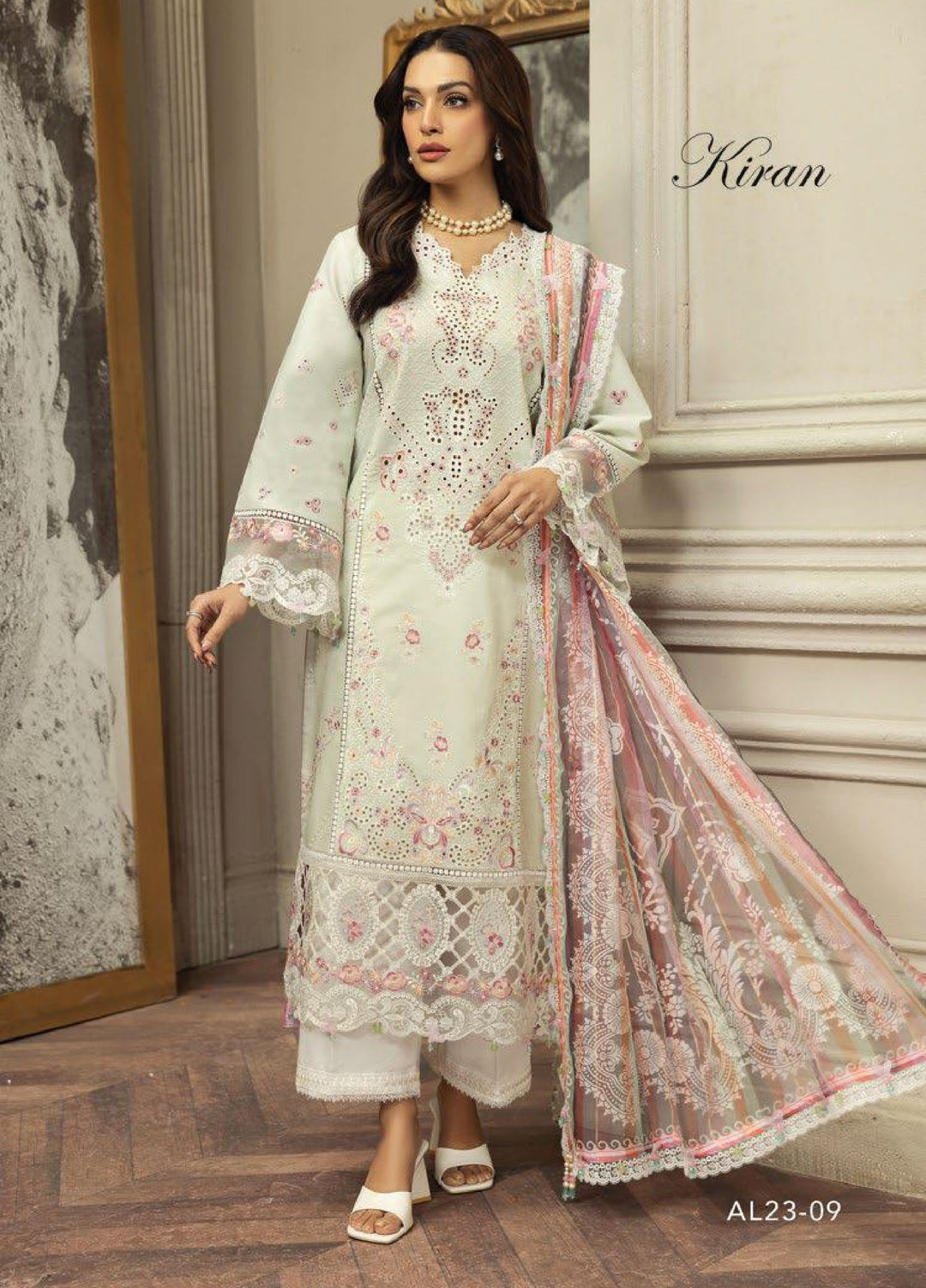 Anaya By Kiran Chaudhry Embroidered Lawn Suits Unstitched 3 Piece AKC23E AL23-09-Kiran - Eid Collection