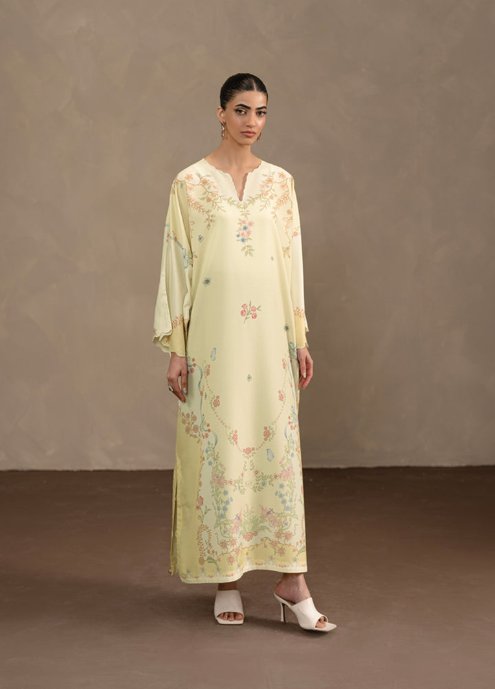 Seran Women Pret Printed Poly Cambric Kaftan SN26PK D-5 Ivoria - Casual Collection
