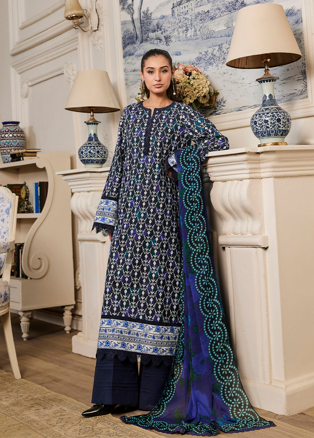 Raha Summer Prints by RajBari Unstitched Printed Lawn 3 Piece Suit RB26URVI D-2 - Summer Collection