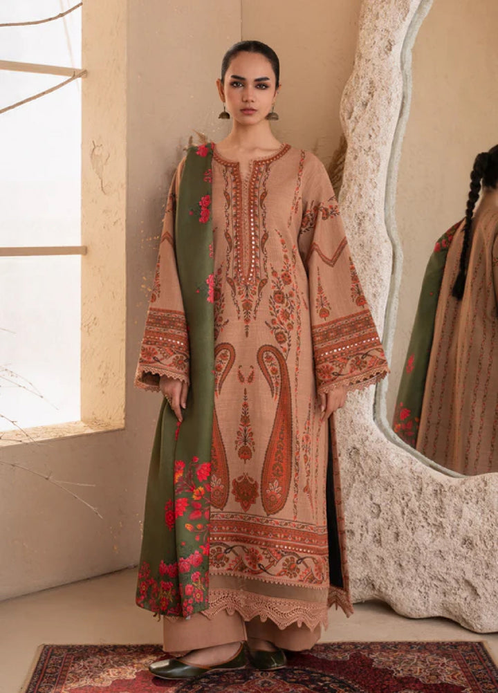 Jugnu by Chandan Nagri Women Pret Embroidered Khaddar 3 Piece Suit Mehru - Winter Collection
