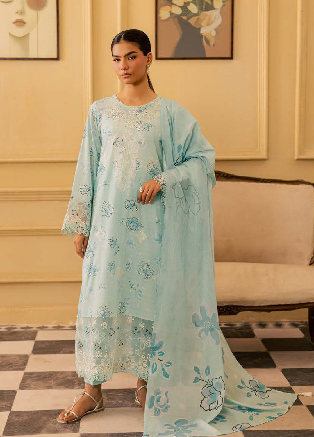 Daria by Riaz Arts Unstitched Embroidered Lawn 3 Piece Suit DA26UCT DA-66 - Summer Collection