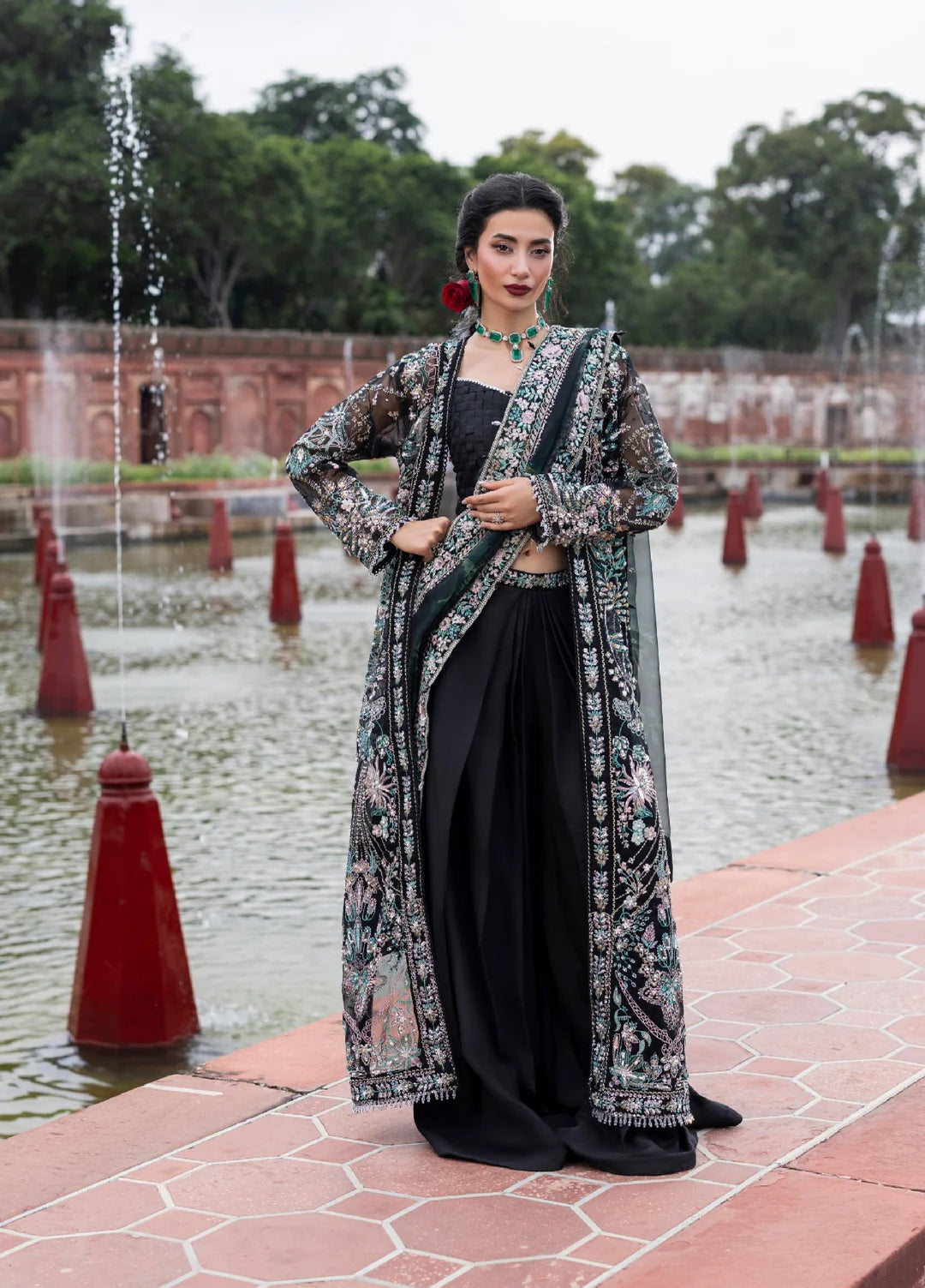 Ember by Aylin Unstitched Organza Embroidered Suits 3 Piece AYL25EF D5-Noir - Festive Collection