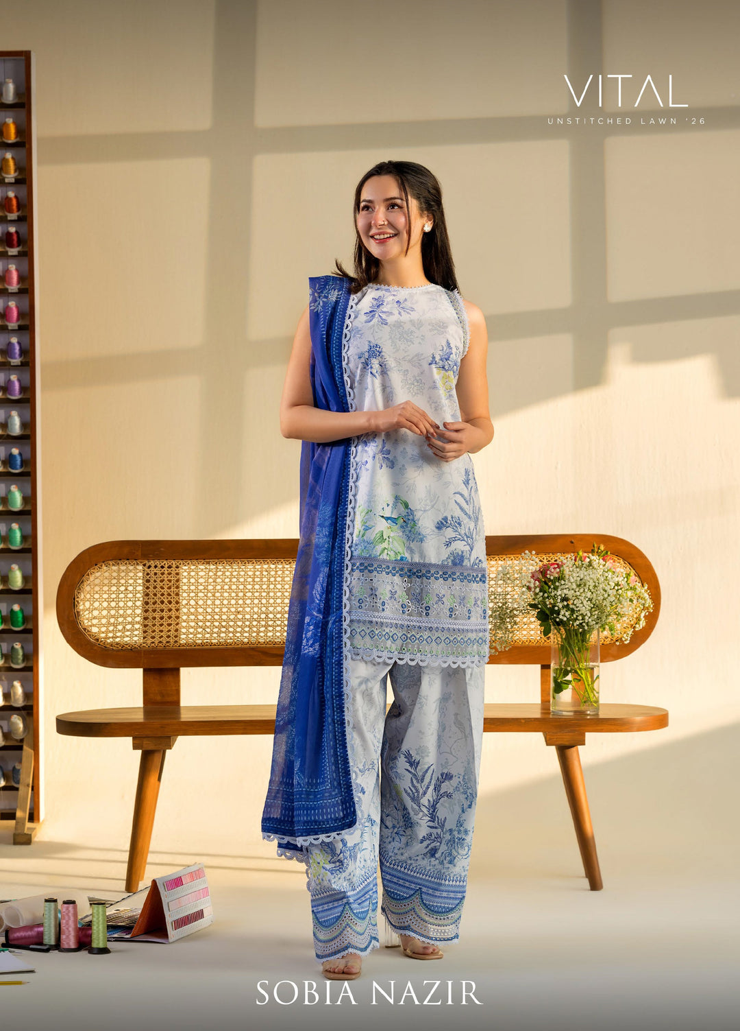 Vital by Sobia Nazir Unstitched Embroidered Lawn 3 Piece Suit SN26UVL 3B - Summer Collection