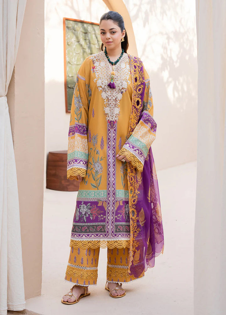 Summer in Bloom By Roheenaz Unstitched Printed Lawn 3 Piece Suit RN26USBL 35A Camellia Charm - Festive Collection