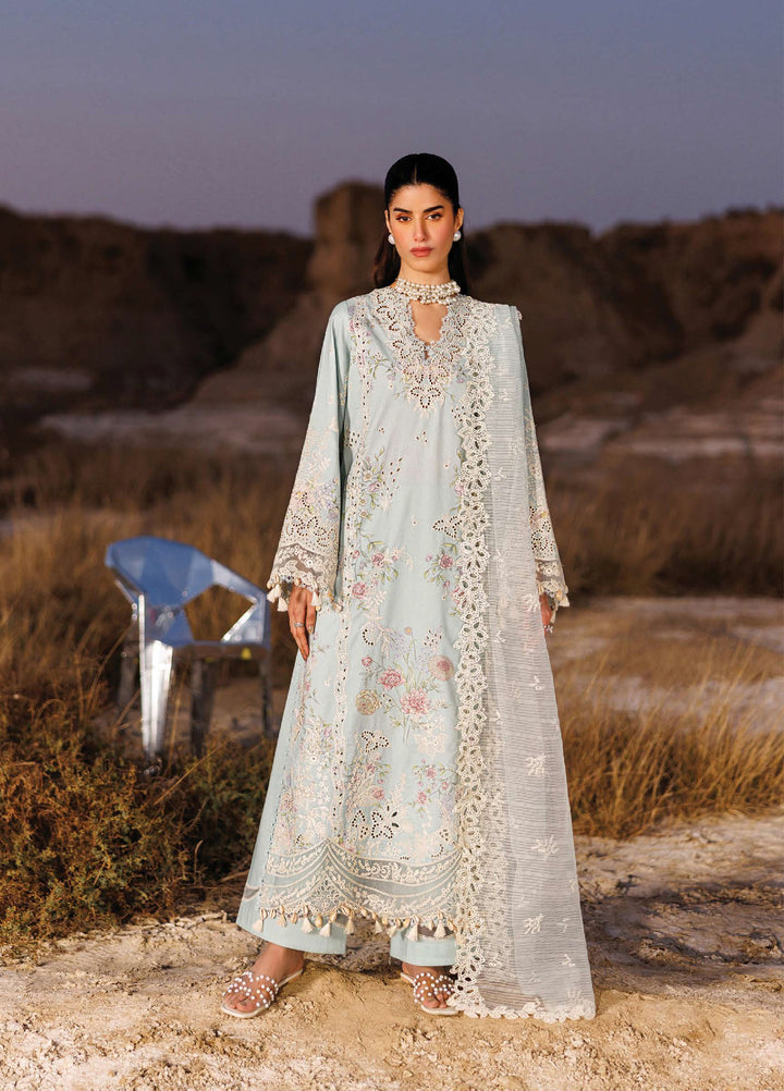 Sunlit Groove by Emaan Adeel Unstitched Embroidered Luxury Lawn 3 Pcs Suit EA26USG MORNING DEW - Summer Collection