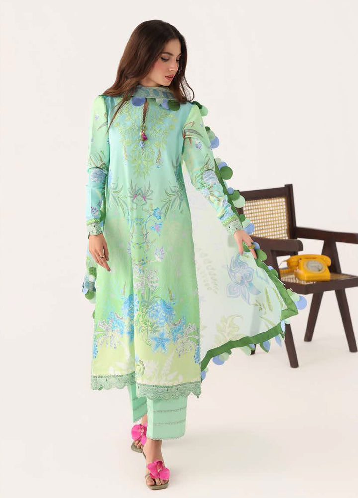 Rosette by Roheenaz Unstitched Lawn Embroidered 3 Piece Suit RNZ26UR Morning Dew-1B - Summer Collection