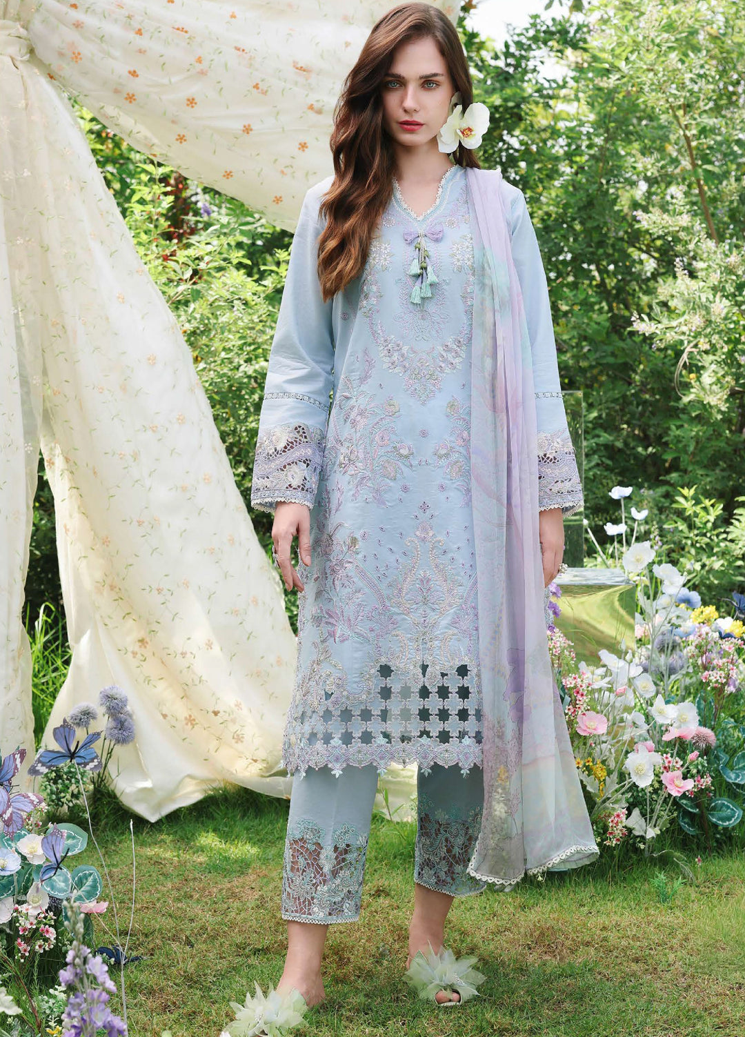 The Secret Garden by Mushq Unstitched Embroidered Lawn 3 Piece Suit MU26USG Ethereal Eden HUNSS260405 - Festive Collection