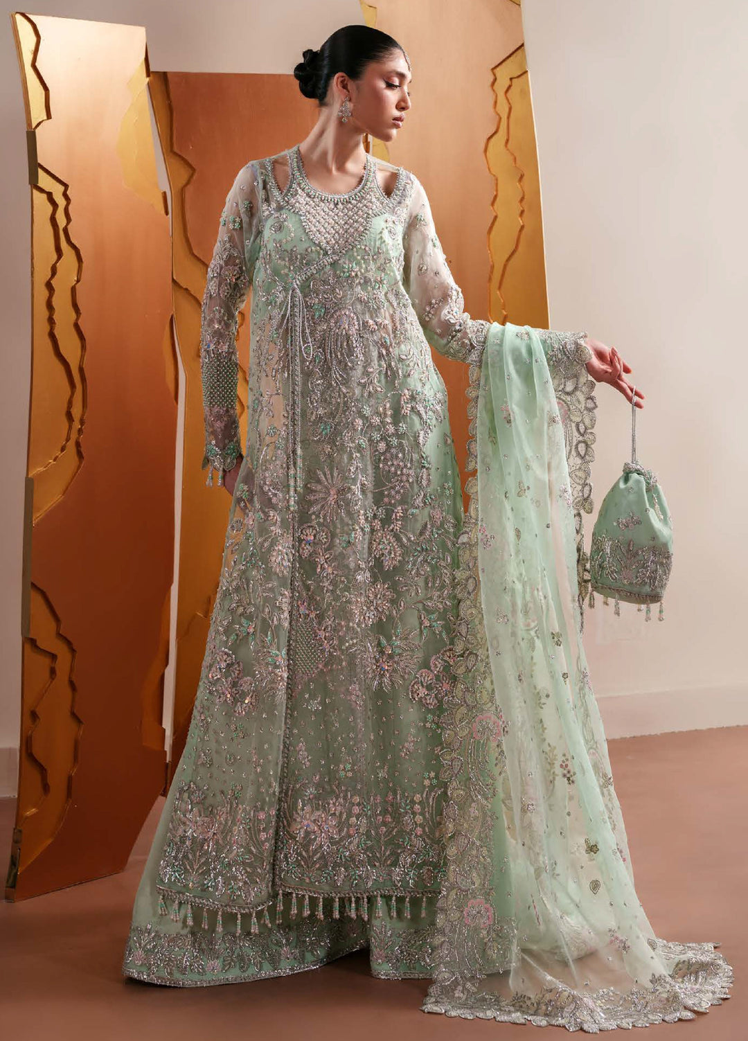 Starlet Jewels by Emaan Adeel Unstitched Embroidered Organza 3 Piece Suit EA26USF Moonstone Gleam - Festive Collection