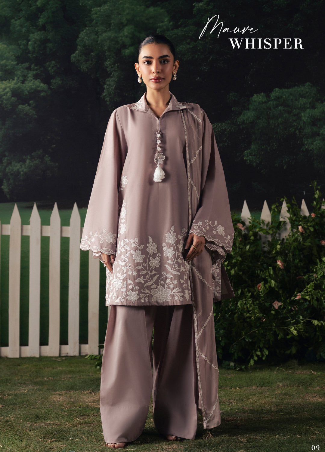 Moonsoon Edit by Cross Stitch Unstitched Embroidered Cambric 3 Piece Suit CS26UCM Mauve Whisper - Casual Collection