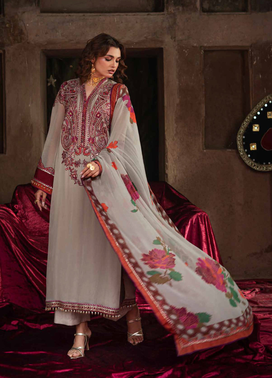 Vasal by Charizma Unstitched Embroidered Chiffon 3 Piece Suit CHR26UV VSL6-01 - Festive Collection