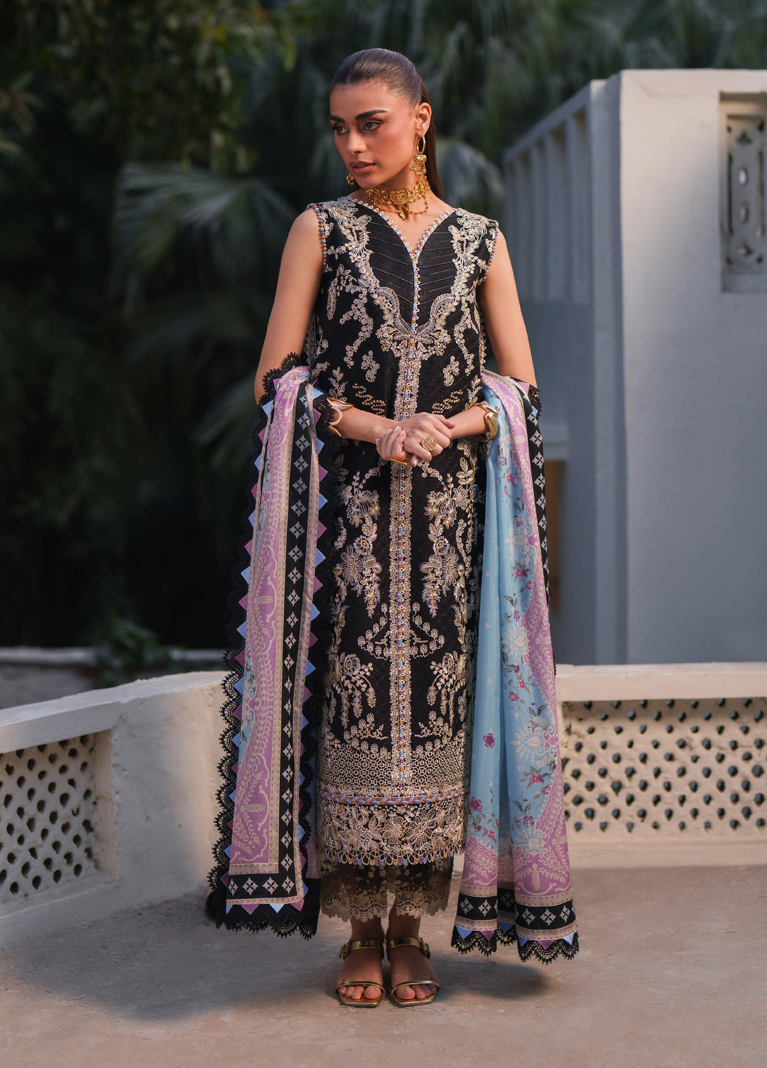 Heritage Dore by Bin Ilyas Unstitched Embroidered Lawn 3 Piece Suit BI26UHD 17-1B - Summer Collection