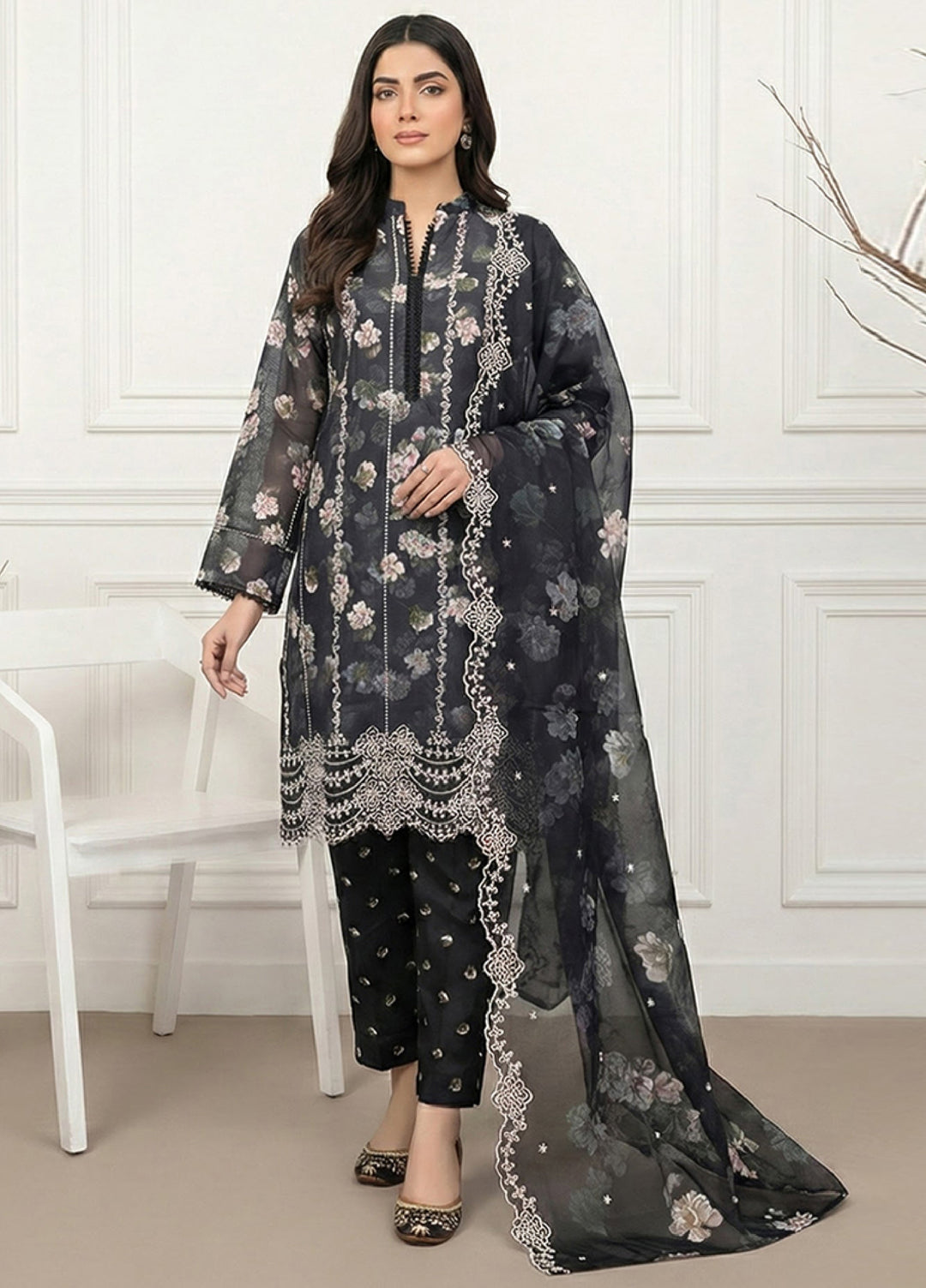Anmol by Ishq e Rang RTW Chikankari Lawn 3 Piece Suit IR26RA Lily AA-10 - Casual Collection